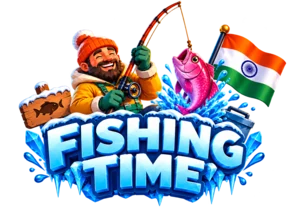 Fishing Time India logo with the angler and the Indian flag